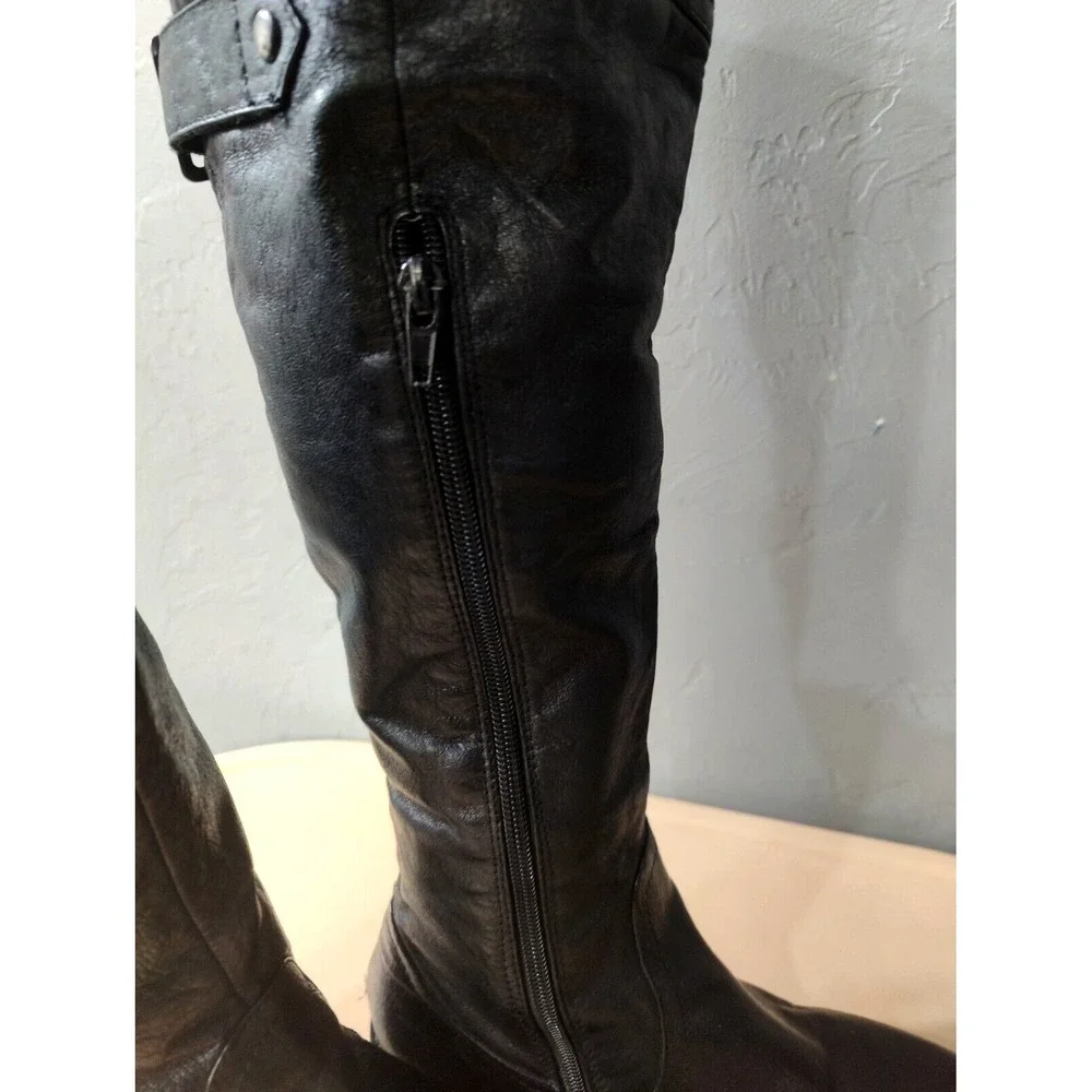 Steve Madden OTK Over Knee Women's Black Leather Boot Size 6M‎ 4441 *